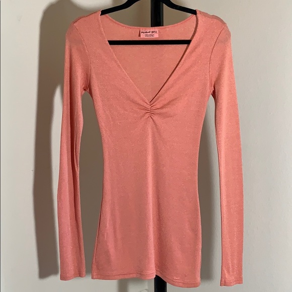 Michael Stars Fitted Shimmer Long Sleeve Tee - Picture 1 of 3